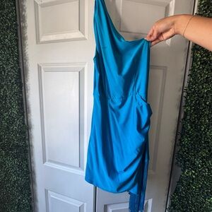 Elegant Blue One Shoulder Dress